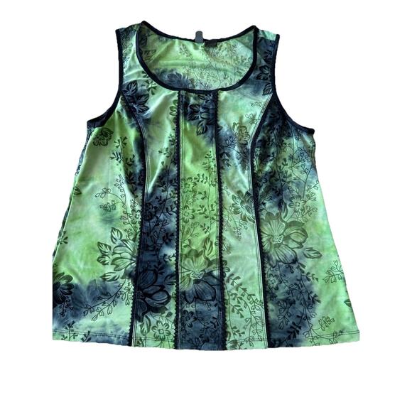 Y2K Cami Tank XL Green Burnt Floral Velvet Corset Fairy Whimsigoth Grunge 1X L - Picture 8 of 13